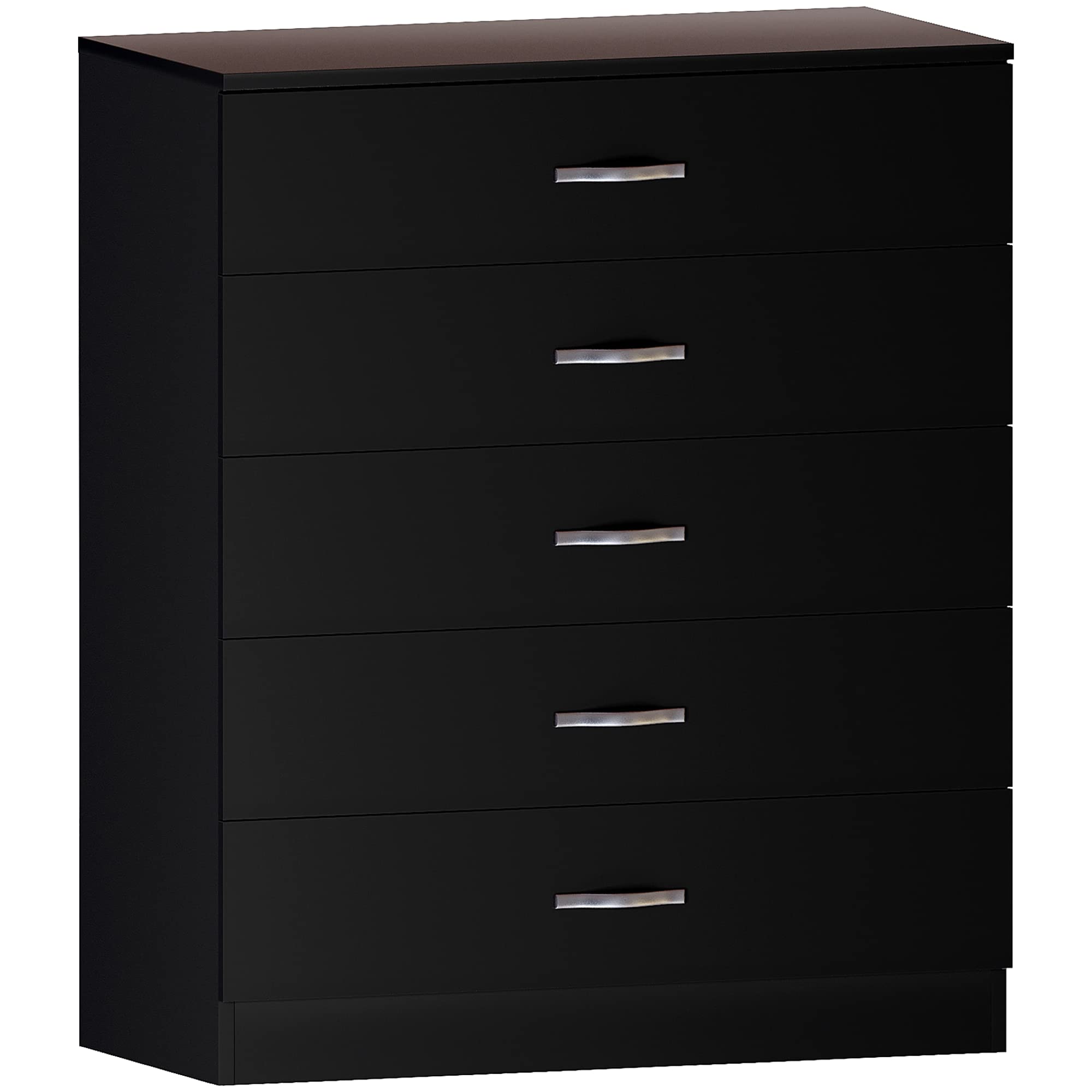 Vida Designs Riano 5 Drawer Chest of Drawers, Metal Handles and Runners, Anti-Bowing Drawer Support, Bedroom, Nursery Furniture, Black