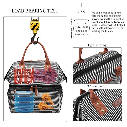 image for DTBG Lokass Lunch Bags for Women Wide Open Insulated Lunch Box With Do