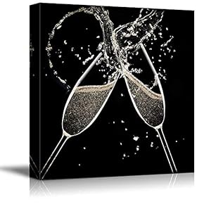 Square Two Glasses with Wine Splash