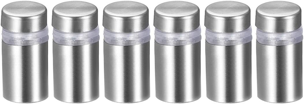 sourcing map 1/2 Dia x 1"(12x24mm) Standoff Screws Wall Mount Sign Holders Acrylic Glass Nails 6pcs, Silver Tone
