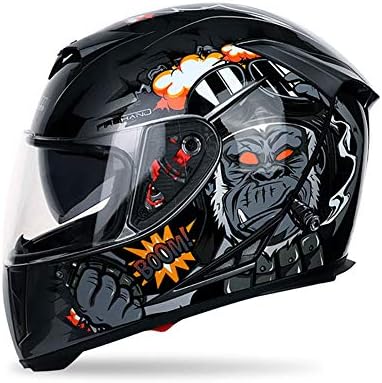 LWAJ Full Face Motorcycle Helmet,Street Bike Helmet with Flip up Dual Visor Removable Motorcycle Modular Helmet Black(M-XXL) For moped bike cycle