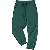 GLEAMING GRAIN Kids Unisex Cotton Sweatpants Drawstring Plain Jogger Pants for Boys or Girls Age 5-12 Years