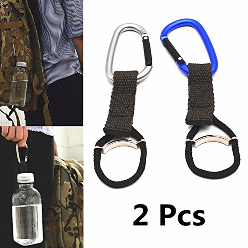 EPSVCSEWN Water Bottle Holder Buckle Hook with Carabiner Clip for Outdoor Camping Hiking Traveling Accessories (2 Pcs)