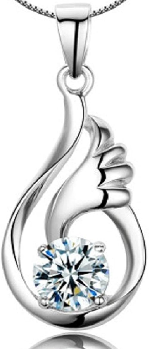 Amazon Fairy Heart 天然ダイヤモンドのような煌めき 天使の羽925純銀製 ネックレス ジュエリー Box 付き ネックレス 通販