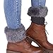 Womens Fur Trim Boot Cuff Top Cover Leg Warmers Dark Gray