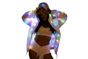 YONIYOWO Womens Mens LED Light Up Rave Jacket Adult Kids Dance Party Fancy Dress Club Glowing Clothes For Xmas Halloween
