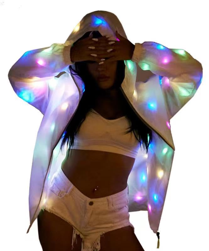 Photo 1 of (M) YONIYOWO Womens Mens LED Light Up Rave Jacket Adult Kids Dance Party Fancy Dress Club Glowing Clothes For Xmas Halloween (Jacket, M)