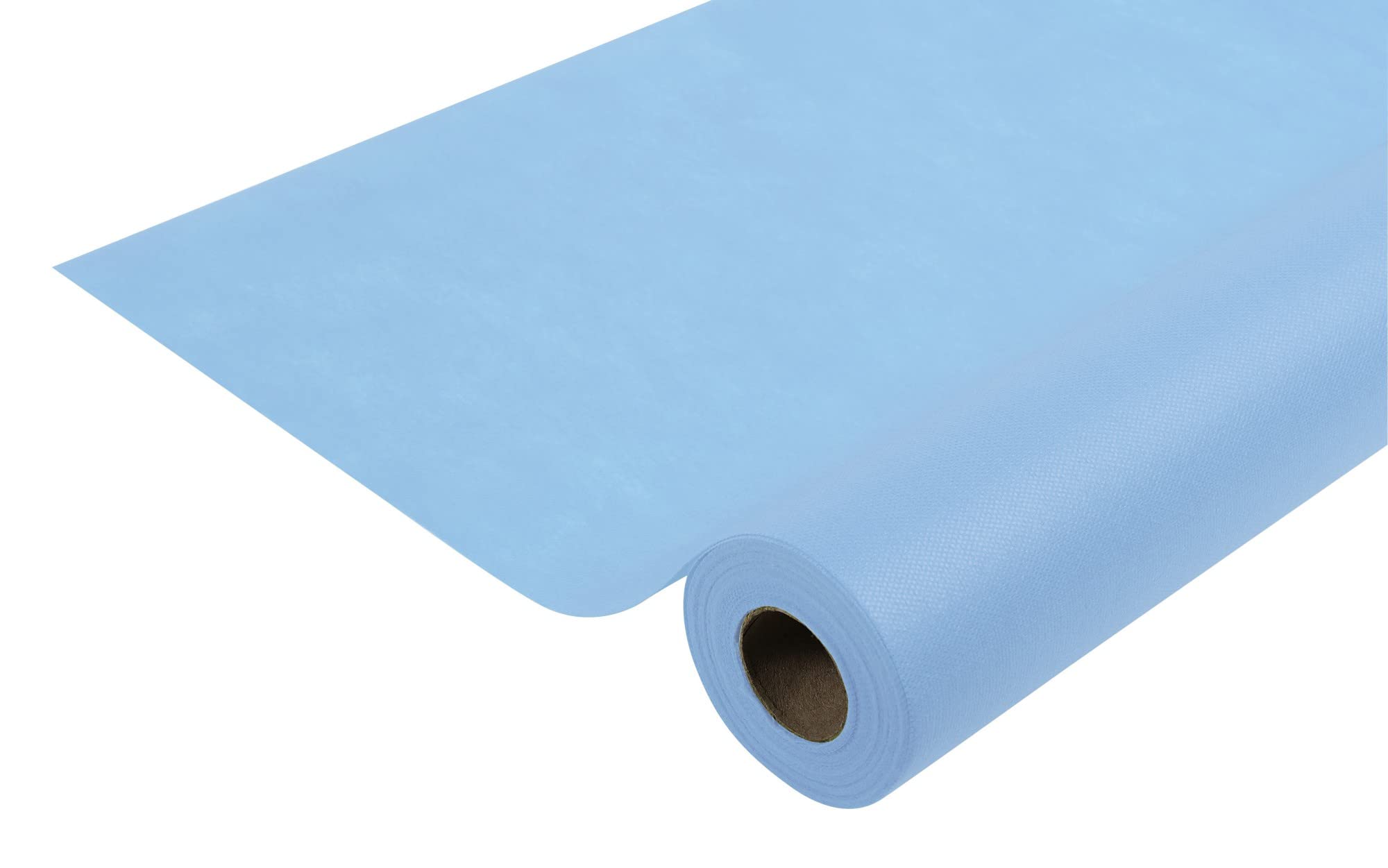 Disposable spun bound non-woven tablecloth - Roll 20 M long X 1.20 M wide - Tear-proof, water-repellent and wipe able material - Sky blue