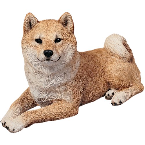 Sandicast Original Size Red Shiba Inu Sculpture, Lying