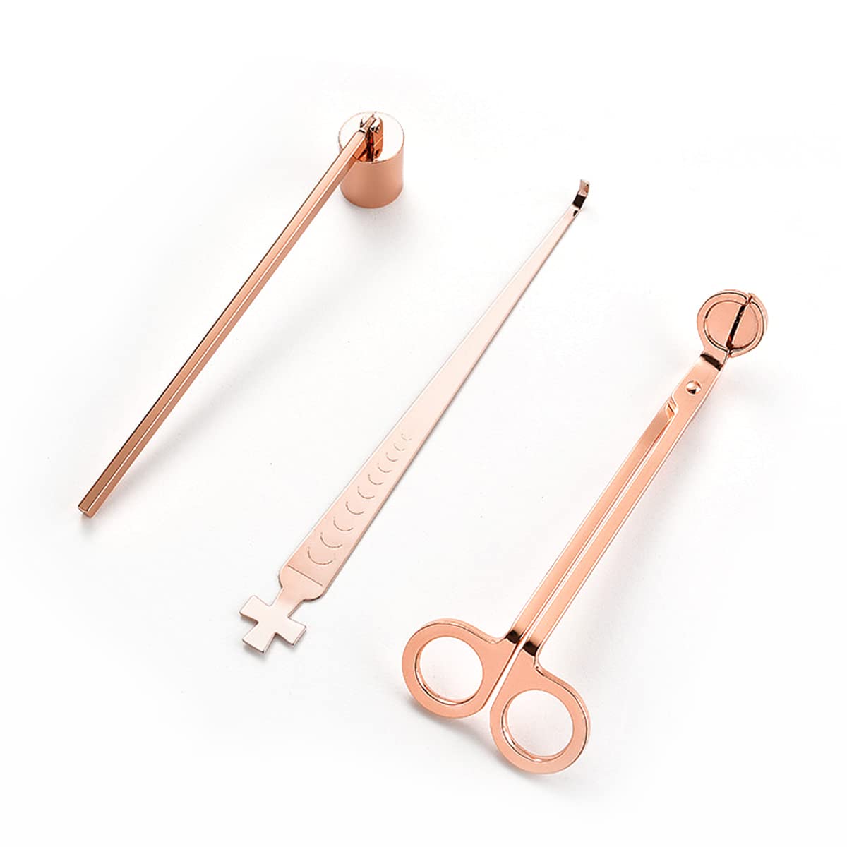 3 in 1 Candle Tools Accessory Set, Candle Cutte, Candle Wick Trimmer, Candle Snuffer, Candle Accessory Set (Rose Gold)