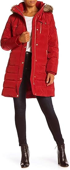 michael kors parka womens red