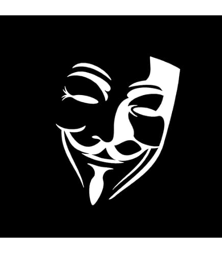 Adesivo Bumper - Maschera Anonymous - 120x160 Mm - Colore Nero, In Vinile Resistente Per Esterni
