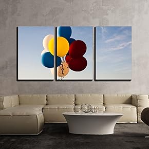 Colorful Balloons Flying in The Air x3 Panels
