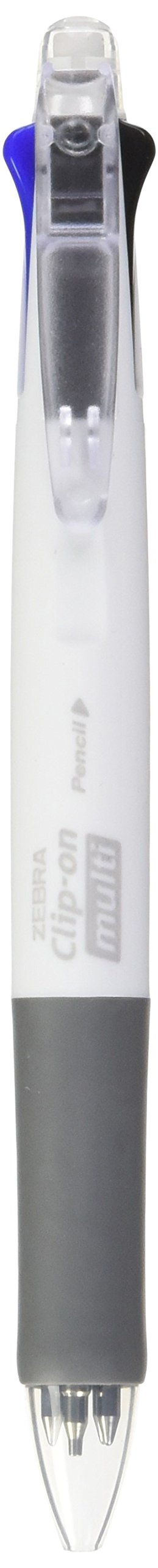 Zebra Clip-On Multi Color Multifunctional Pen, White Barrel (B4SA1-W)