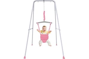 TRULPRO Baby Jumper with Stand, Toddler Swing Set forIndoor/Outdoor Play, Jolly Jumper for Baby 6-24 Months,Baby Jumpers and Bouncers with Adjustable Chain,Easy to Assemble & Store(Pink)