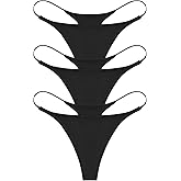 ETAOLINE Women's Thong Bikini Cheeky Bottom Solid G String Panties
