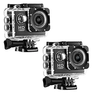 Squaircle {Buy 1 GET 1 Free} 1080 Action Camera, Dual 2 Inch LCD Screen 16 MP Image Sensor 170 Wide-Angle Lens Sports Camera 100 FT Waterproof Case Included in Accessories