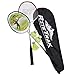 RiteTrak Sports FiberFlash 7 Badminton Racket Set, Featuring 2 Carbon Fiber Shaft Racquets, 3 Shuttlecocks Plus Fabric Carrying Bag All Included - Choose Your Favorite Colors