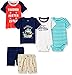 Carter's Baby Boys' 6-Piece Bodysuit Tee and Short Set, Captain/Allstar, 9 Months