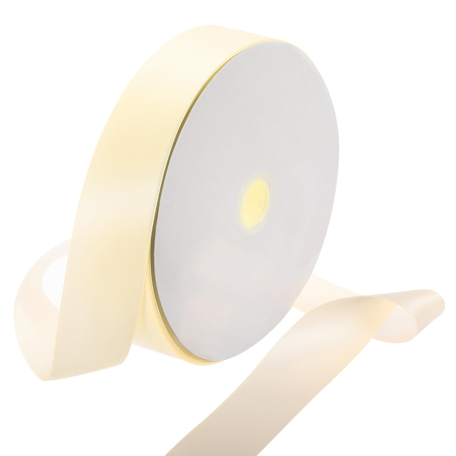 Rebower 3.8cm Satin Ribbon 91m Thick Double Face Grosgrain Silk Ribbon, [for Gift Wrapping, Hair Bows, Wedding, Cake, Flower] - 100 Yard/300ft/ Beige