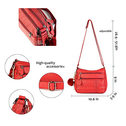 Women Crossbody Bag Pocketbooks Soft PU Leather Purses and Handbags Multi Pocket Shoulder Bag Messenger Bag