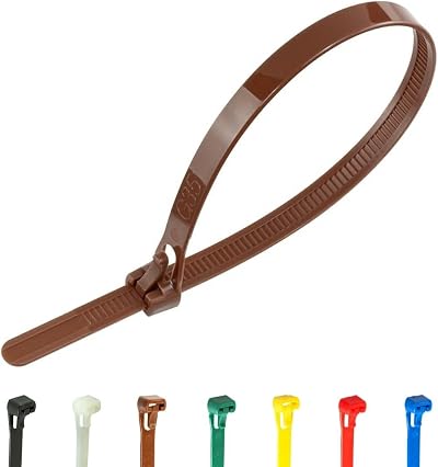 Gocableties 100 Pack 250mm 7.6mm Reusable Cable Ties Brown Heavy Duty