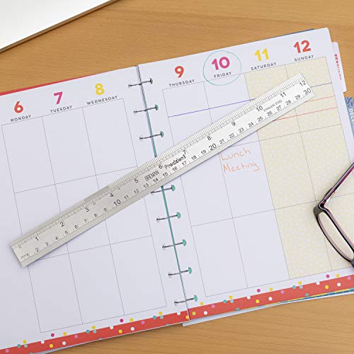 Breman Precision 3-pc Steel Ruler Set I 6 Inch and 2-pc 12 Inch Stainless Steel Straight Edge Rulers with Inch and Metric Graduations I Handy Conversion Table | for Home School Office Engineering