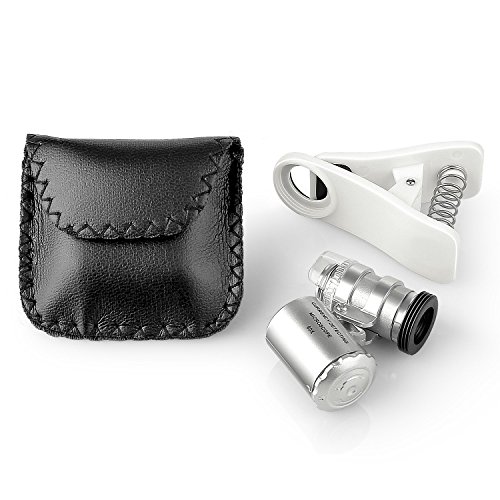 Neewer 60X Zoom LED Clip-On Microscope Magnifier Micro Lens with Universal Clamp for iPhone 6S plus/6S/6/6plus/ 5 5c 5s/ 4 4s/ Samsung Galaxy S5 G900H /S4 i9500 / S3 i9300 / Note 2 II / Note 3 III/ Note 4 IV/ HTC