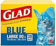 Glad Blue Recycling Bags - Large 90 Litres - Easy-Tie Handles, 30 Trash Bags