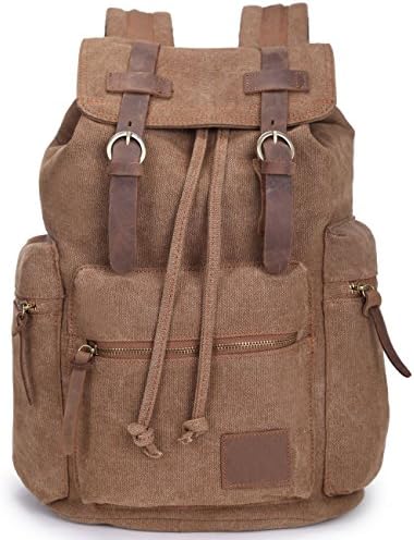 New step Multi-function Vintage Canvas Fabric Cotton Backpack (B, Brown-B)