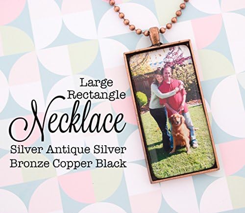 Custom Photo Necklace Rectangle 1x2 inch / 25x50 mm Pendant Personalized Gift Silver, Antique Silver, Antique Bronze, Antique Copper, Black