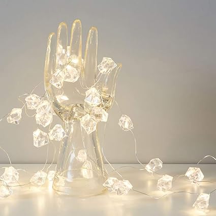 Citra 20 Led Battery Operated Waterproof Irregular Crystal Natural Clear Copper String Light for Diwali and Other Festival Decorations - Warm White