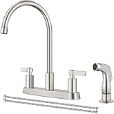 GBBNE Kitchen Faucet with Sprayer 2 Handle Kitchen Sink Faucets 8 Inch Centerset 3 Hole with Supply Lines Brushed Nickel