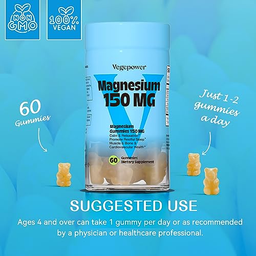 Magnesium Citrate Gummies 1363mg Per Serving - Vegan Magnesium Gummy Supplement for Kids & Adults, Supports Health Sleep, Muscle, Bone, Restless Cramps, Calm Magnesium Gummies for Women Men - 60 Bears