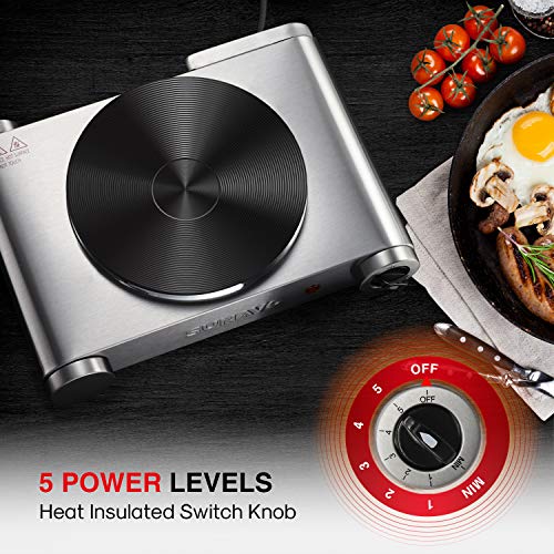 SUNAVO Hot Plate for Cooking Portable Electric Single Burner 1500W 5
