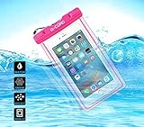 G-Cord Universal Clear Waterproof Case Protective Cover Pouch Dry Bag for Apple iPhone 6s, 6s Plus, 6, 6 Plus, 5s, 5,Samsung Galaxy Note 3, 2, S6, S6 Edge, S5, S4 S3, HTC One X, Moto X - IPX8 Certified to 100 Feet (Pink)