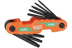 Klein Tools 70540T Compact Folding Torx Key Set, 8 Keys T9 to T40, Industrial Strength Heat Treated Alloy Steel