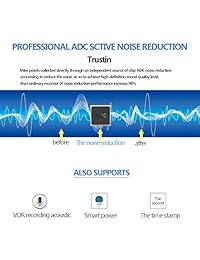 Trustin   Grabadora digital de voz activada, grabadora de sonido Dictáfono para conferencias