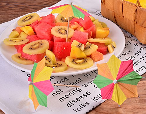 FancyWolf 144 Pcs Cocktail Parasol Picks Colorful Paper Umbrellas Cupcake Toppers Picks