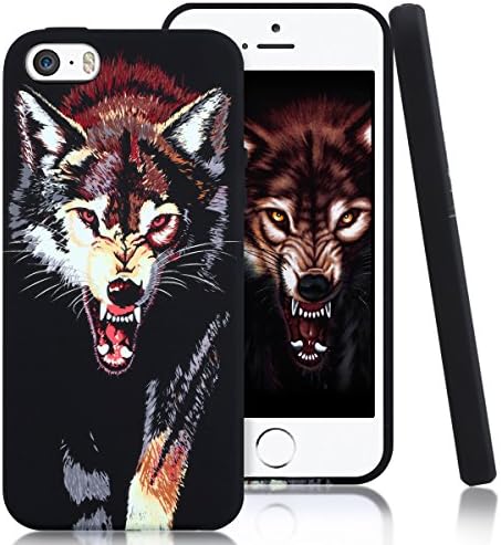 iPhone SE Case, iPhone 5S Case, iPhone 5 Case, DODOTECH iPhone SE Ultra Thin Wolf Case Anti-Scratch Shockproof Case Flexible Soft TPU Cover Lightweight Slim Fit Shell For iPhone SE/5S/5 -Brown Wolf