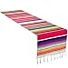 CRJHNS Mexican Serape Table Runner, Handwoven Cotton Serape Runners for Fiesta Party Wedding and Home Decorations,14x84 Inch (14x84/Rose Red)