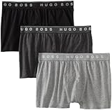 BOSS HUGO BOSS Men's 3-Pack Cotton Trunk, Charcoal/Black/Light Grey, X-Large