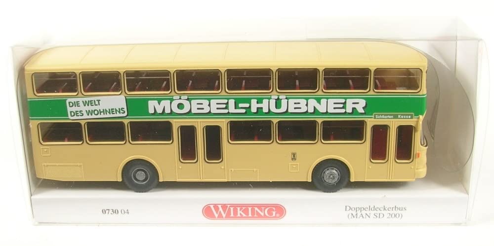 Wiking 073004 H0 Man Double Decker Bus SD 200 Beige Green Furniture Hübner Track HO 1:87