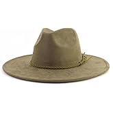 LIDHAY Big Wide Brim Fedora Hats for Women Men Western Suede Hat Large Felt Panama Hat Rancher Hat