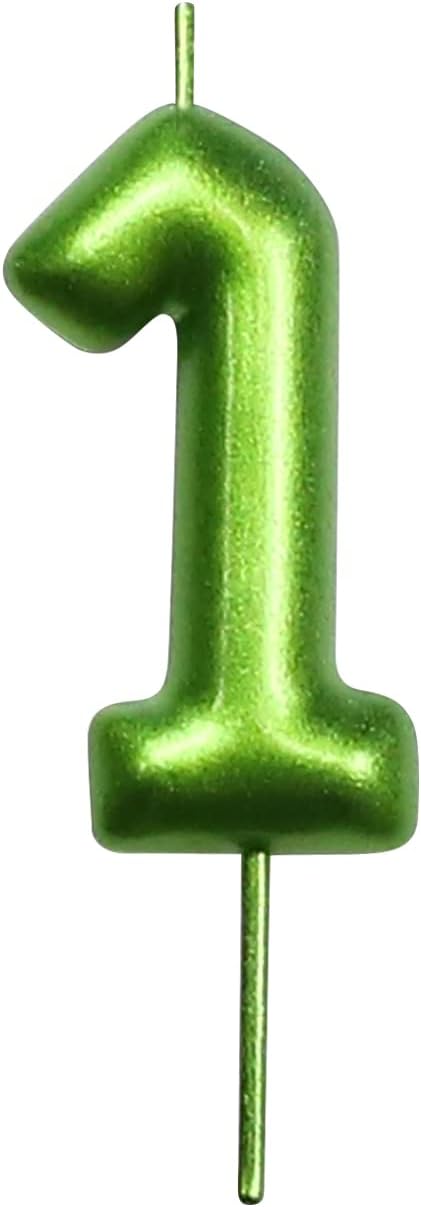 Candles & Holders - DERVENTA Birthday Candles Numbers Green 2.36 inch Party Cake Topper 1 Piece (Number 1 Green)