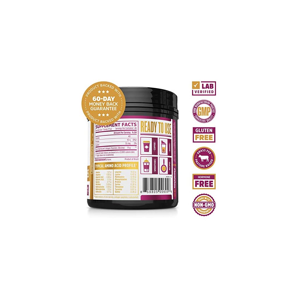 Zhou Collagen Peptides Hydrolyzed Protein Powder Grass Fed, Pasture