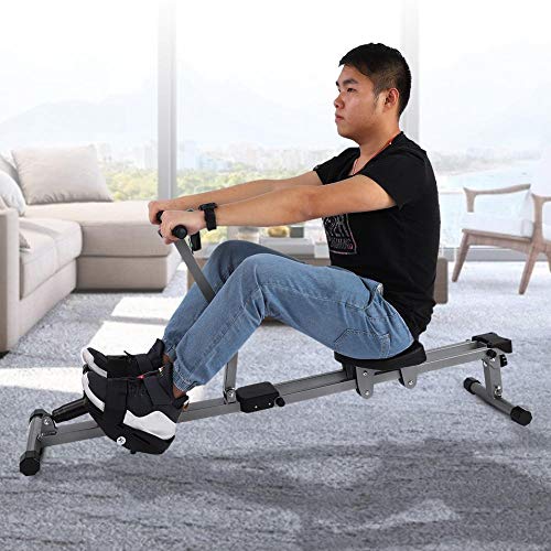 Rowing Machine,Steel Rowing Machine Cardio Rower Workout Body Fitness Accessory with Timing Counting etc Meter Display for Home Gym