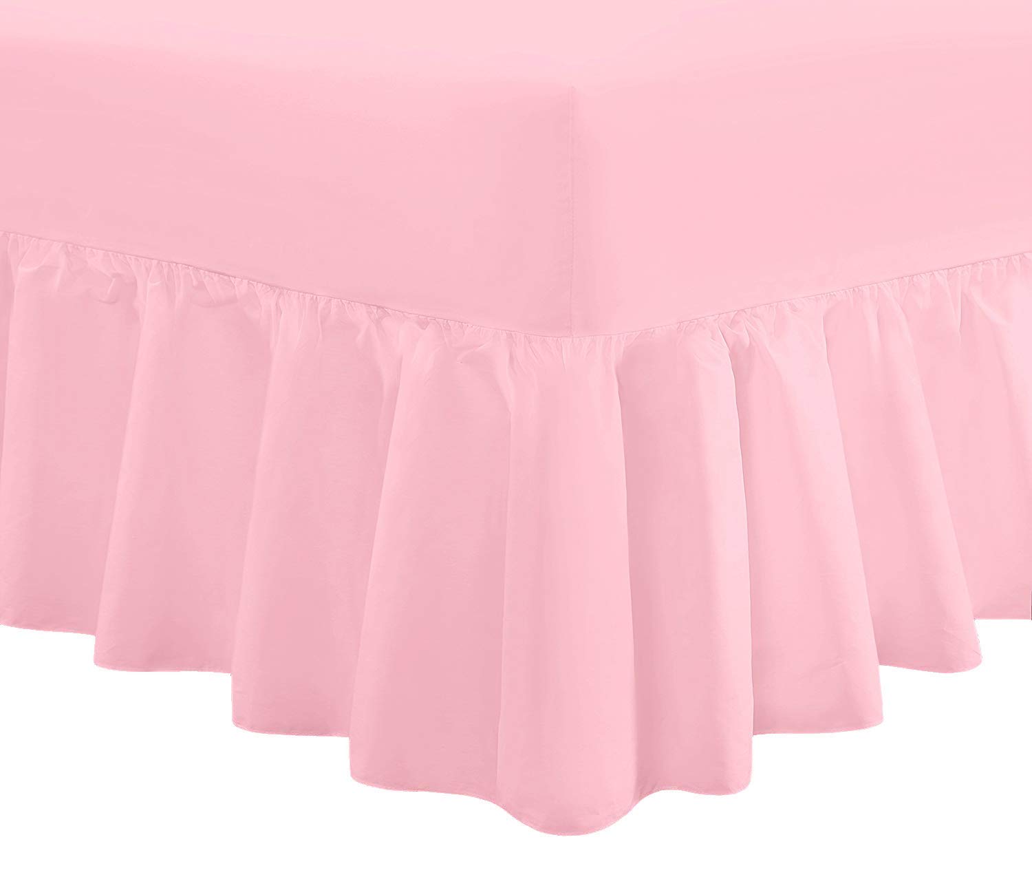 DTEX HOMES Luxury Extra Deep Frilled Valance Fitted Sheets, Single - Pink