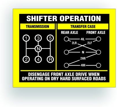 3X Transmission Shift Pattern Sticker Decal Compatible with Jeep, Willys, CJ Shifter Operation Dana 300 Twin Stick 3.75x3 inch Plus 4WD Decals
