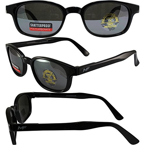 MotoFrames MF Lockdown Motorcycle Riding Sunglasses Black Frames Silver Mirror Lenses
